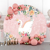 Weiß Schwan Rosa Funkeln Glücklich Geburtstag Kreis Hintergrund